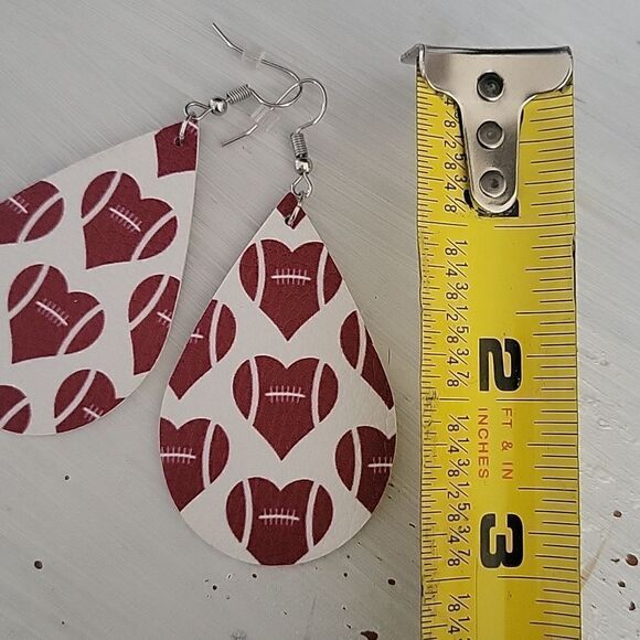 Football NFL faux leather double sided dangle earrings NWOT - Picture 5 of 5